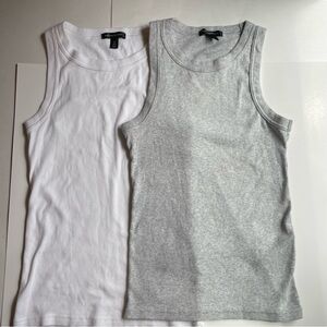 Banana Republic White Gray ribbed racer tank tops basics soft cotton